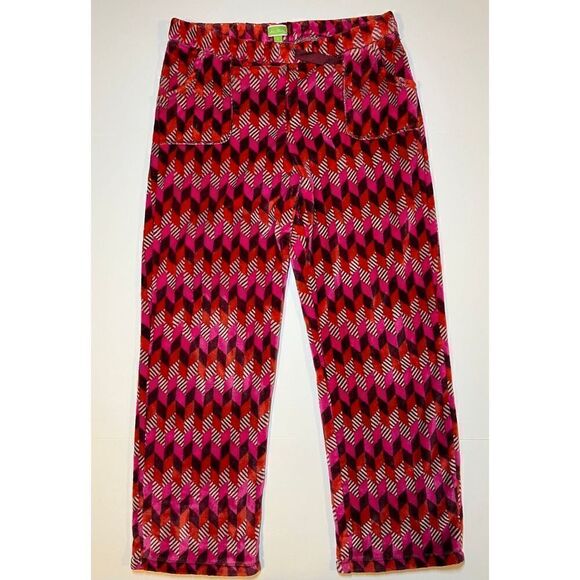 Vera Bradley Red Pink Purple Geometric Chevron Fleece Pajama Pants Size Large - Picture 1 of 6